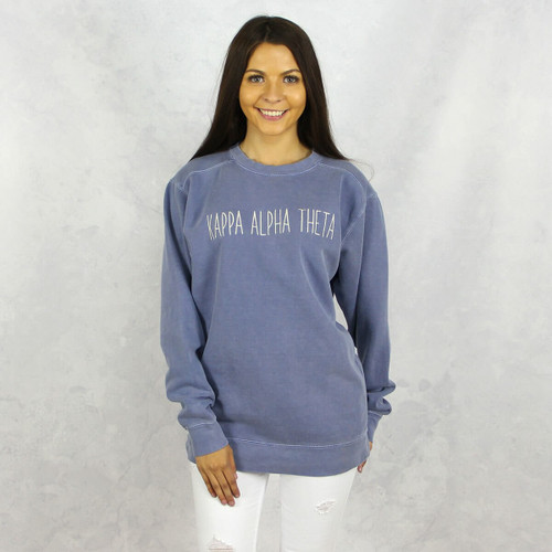 Kappa Alpha Theta Embroidered Sweatshirt in Blue by Comfort Colors