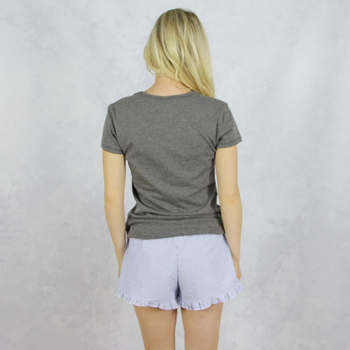 Delta Gamma Seersucker Striped PJ Shorts in Navy Back