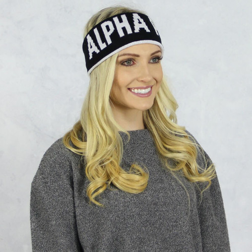 Alpha Phi Reversible Headband and Ear Warmer Black