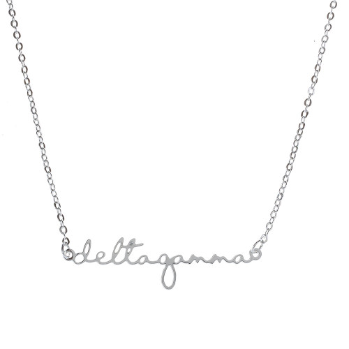 Delta Gamma Silver Script Necklace