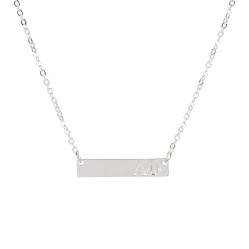 Alpha Phi Silver Bar Necklace