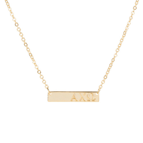 Alpha Chi Omega Gold Bar Necklace