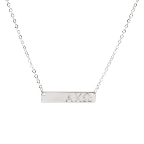 Alpha Chi Omega Silver Bar Necklace