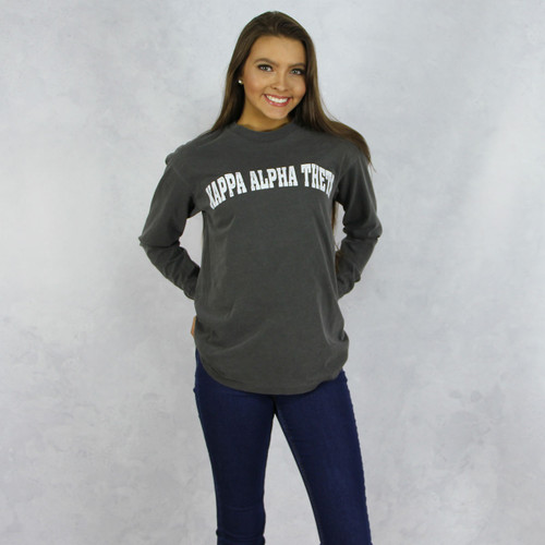 Kappa Alpha Theta Comfort Colors Long Sleeve T-Shirt in Dark Gray