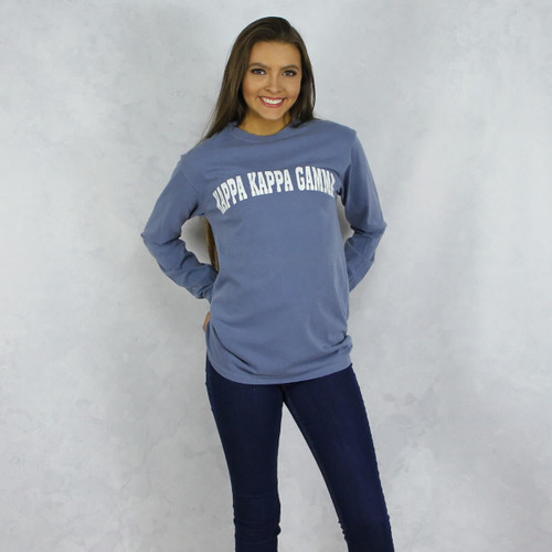 Kappa Kappa Gamma Comfort Colors Long Sleeve T-Shirt in Denim