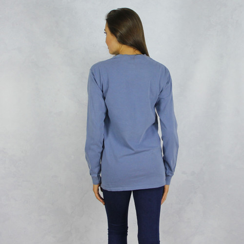 Delta Gamma Comfort Colors Long Sleeve T-Shirt in Denim Blue Back