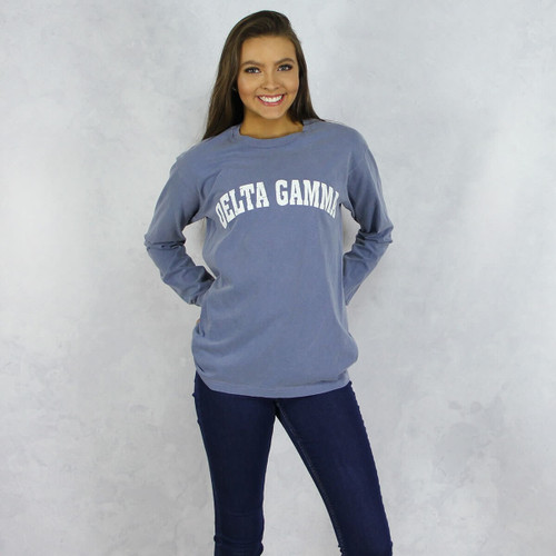 Delta Gamma Comfort Colors Long Sleeve T-Shirt in Denim Blue