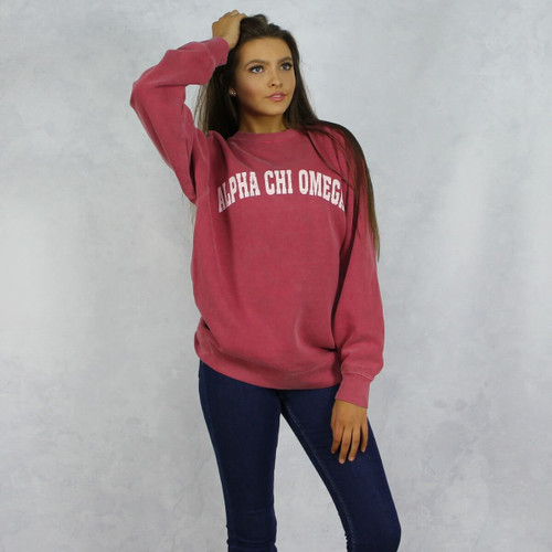 Alpha Chi Omega Comfort Colors Sweatshirt in Red