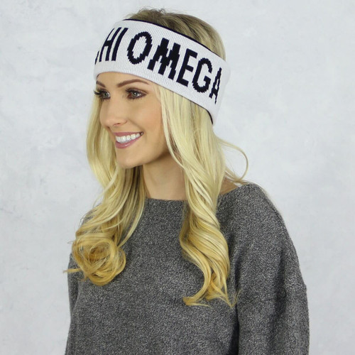Alpha Chi Omega Reversible Headband and Ear Warmer White