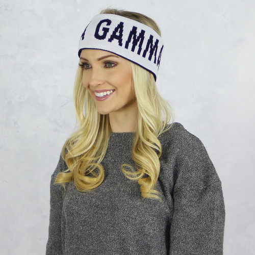 Delta Gamma Reversible Headband and Ear Warmer White
