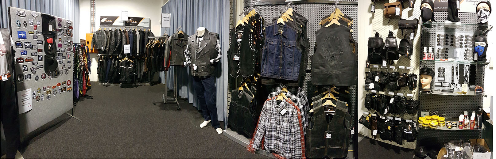 Motorcycle clothing store warehouse