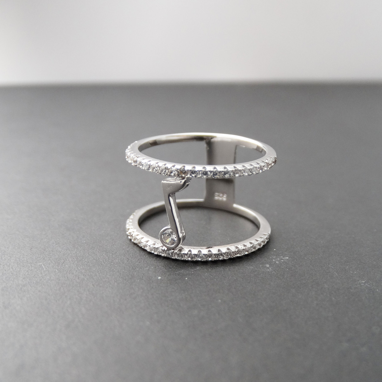 Sterling Silver Double Band Music Note Ring | FashionJunkie4Life.com