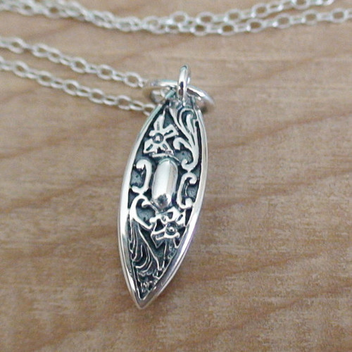 Tatting Shuttle Sterling Silver Charm Necklace