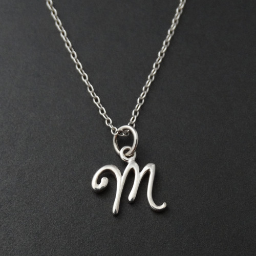 Sterling Silver Tiny Letter M Necklace FashionJunkie4Life