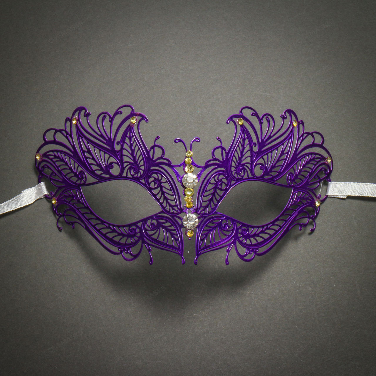 Butterfly Princess Venetian Masquerade Mask With Diamonds - Purple