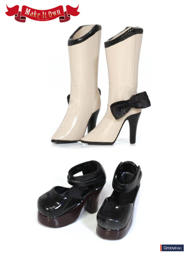 Shoes:Boots (Beige) x Strap Shoes (Black)