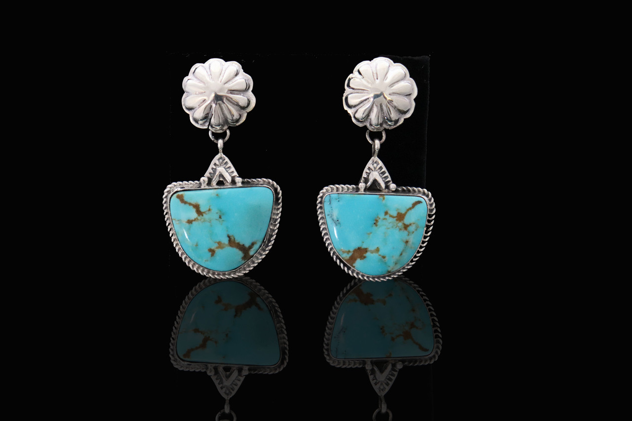 Dashana Chandelier Turquoise & Sterling Silver Post Earrings 