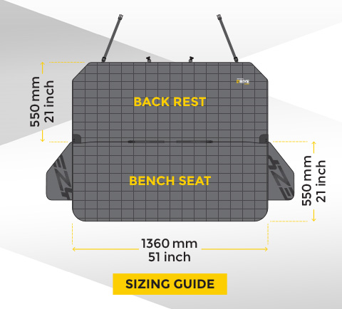 drive dog seat cover dimensions