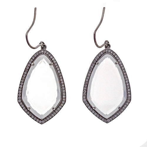 Designer Artist Style Textured Diamond Cylinder Dangle Earrings ...