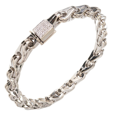 Di Modolo Men's Tempia Diamond 18k White Gold Link Bracelet Di Modolo Men's Tempia Diamond 18k White Gold Link Bracelet