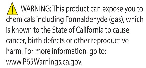 CA Prop 65 Formaldehyde Warning