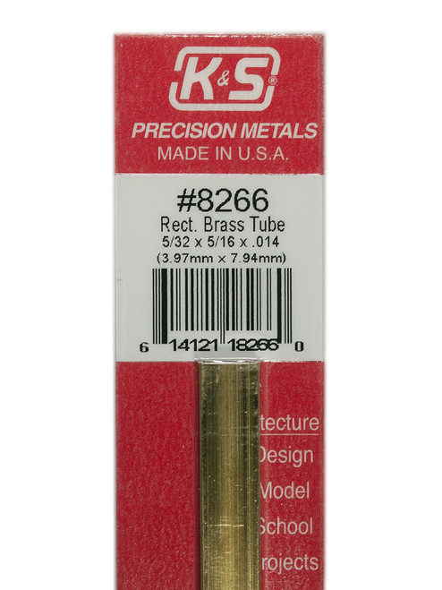 K&S Brass Rectangle Tube 5/32" x 5/16" x 12" #8266 K&S Brass Rectangle Tube 5/32" x 5/16" x 12" #8266