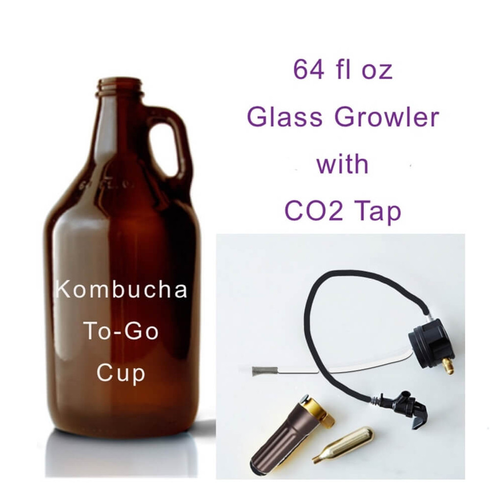 Growl Tap CO2 dispenser and Tap. Fits standard male growlers. 64 oz and 128 oz glass growlers Includes Growler and Tap and CO2 cartridge. Takes standard threaded CO2 cartridge. We added a Food Grade Stainless Steel Filter