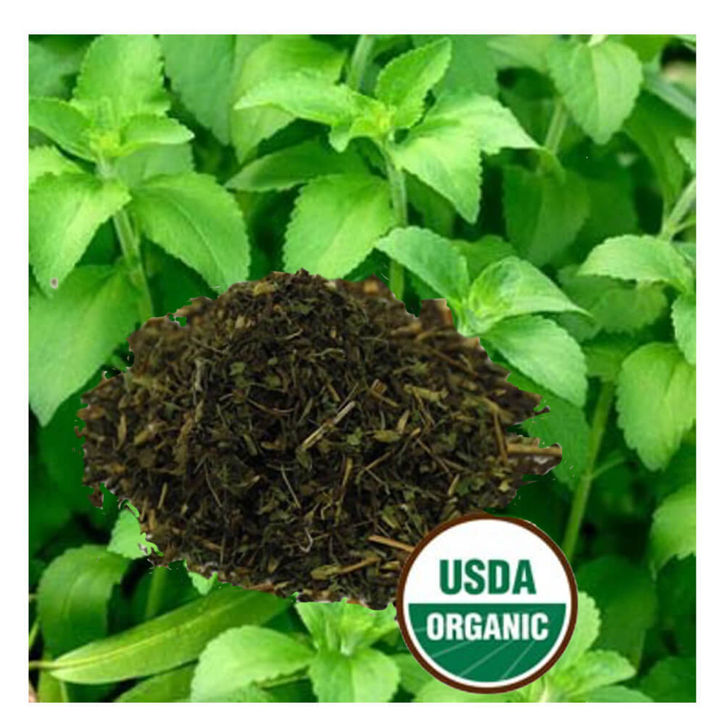 Stevia Leaf. Certified Organic. Stevia rebaudiana A. Kaa he-he, sweet herb of Paraguay, caa-ehe, honey leaf, sweet leaf,