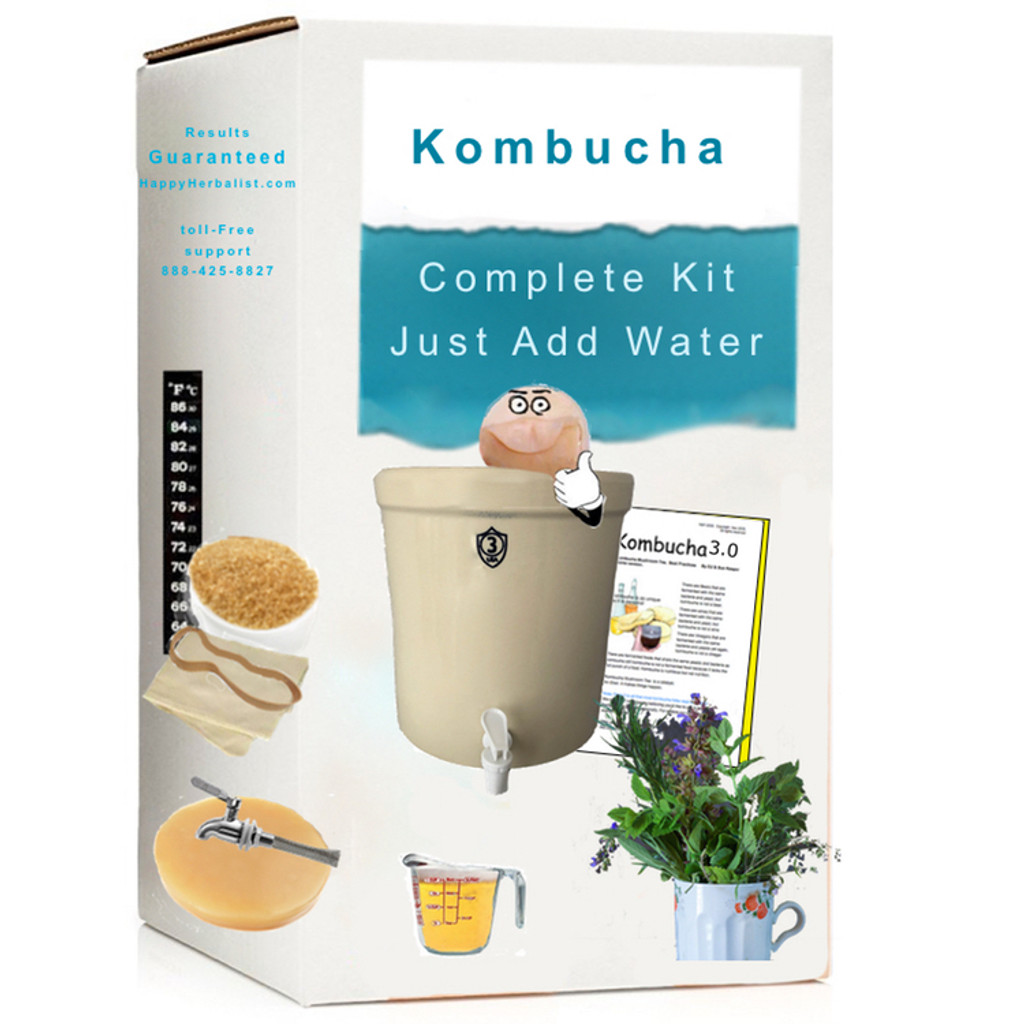 Complete Kombucha Mushroom Starter Kit with 3 gallon Stoneware Keg. More choices, more value, more experience. est. 1997. Get your SCOBY Started today Guaranteed Success.