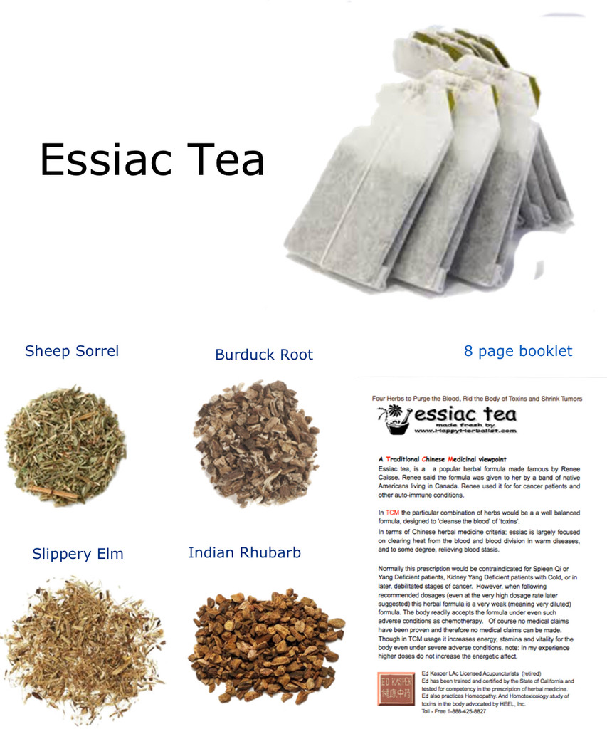 certifed organic essiac tea's 4 tea formula and recipe