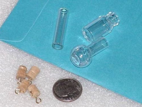 9 Vtg 1.5" Miniature Lot Empty Keepsake Clear Glass Bottles Cork Blood Vial 9 Vtg 1.5" Miniature Lot Empty Keepsake Clear Glass Bottles Cork Blood Vial