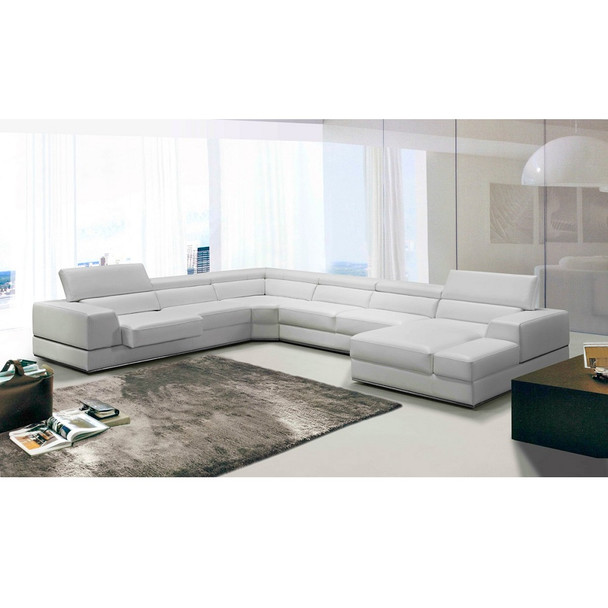 divani casa pella modern white italian leather sectional sofa