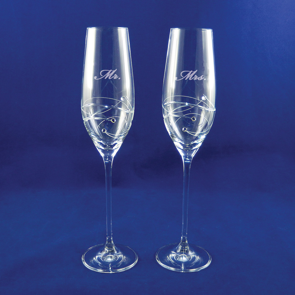 personalized sparkle champagne flute pair by barski the crystal shoppe