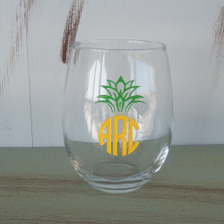 Circle Monogram Pineapple Stemless Wine Glass