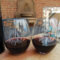 Mr. Right & Mrs. Always Right Stemless Wine Pair