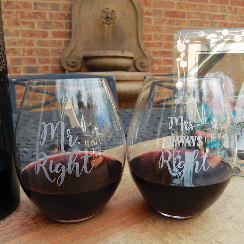 Mr. Right & Mrs. Always Right Stemless Wine Pair