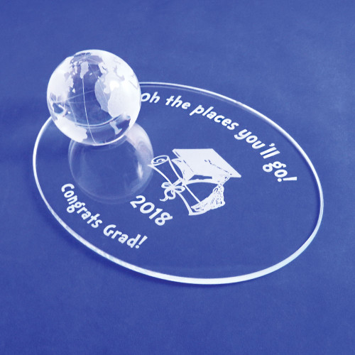 Personalized Graduation Gift - Crystal Globe on Oval Base
