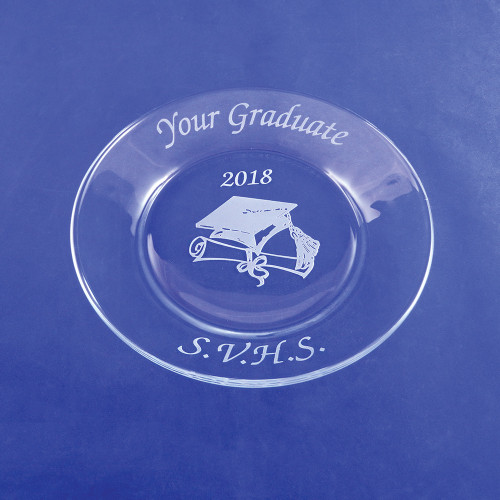 Personalized Graduation Plate with Cap and Diploma Design