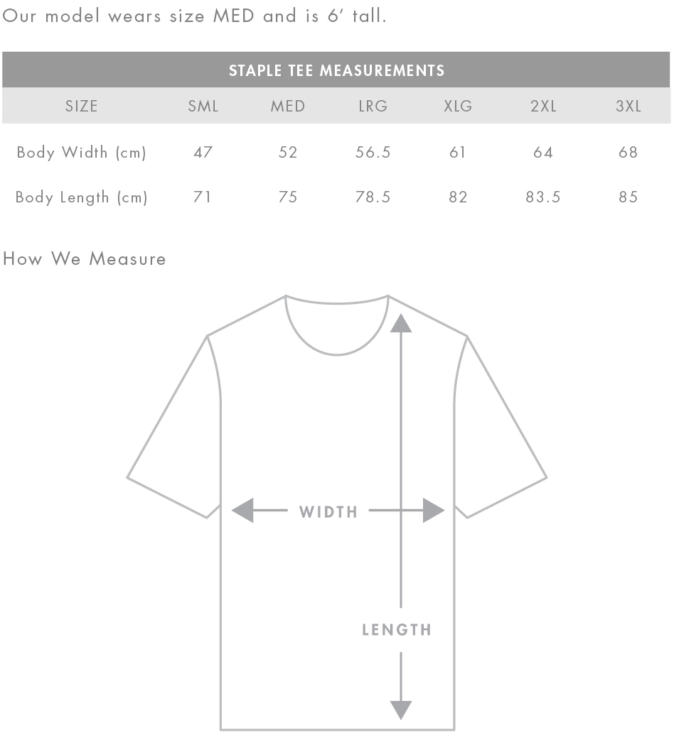 As Colour Size Chart