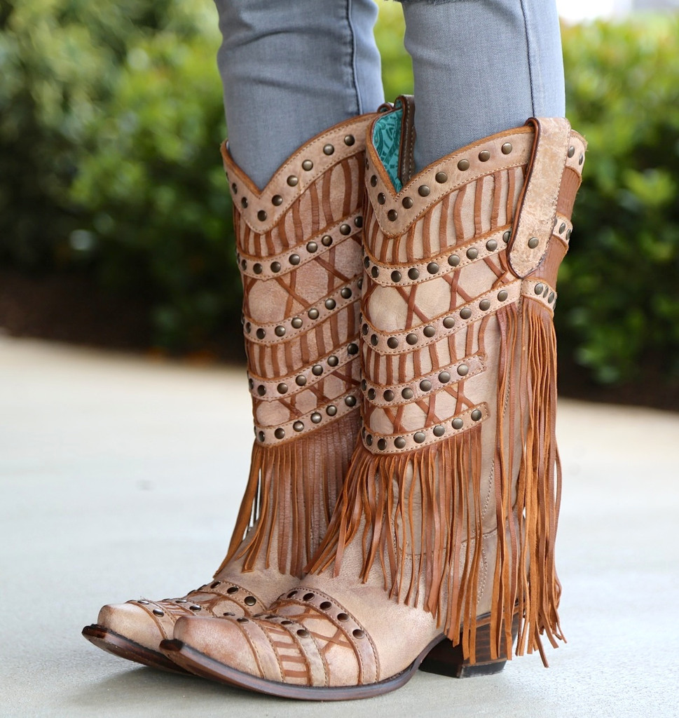 tan boots with studs
