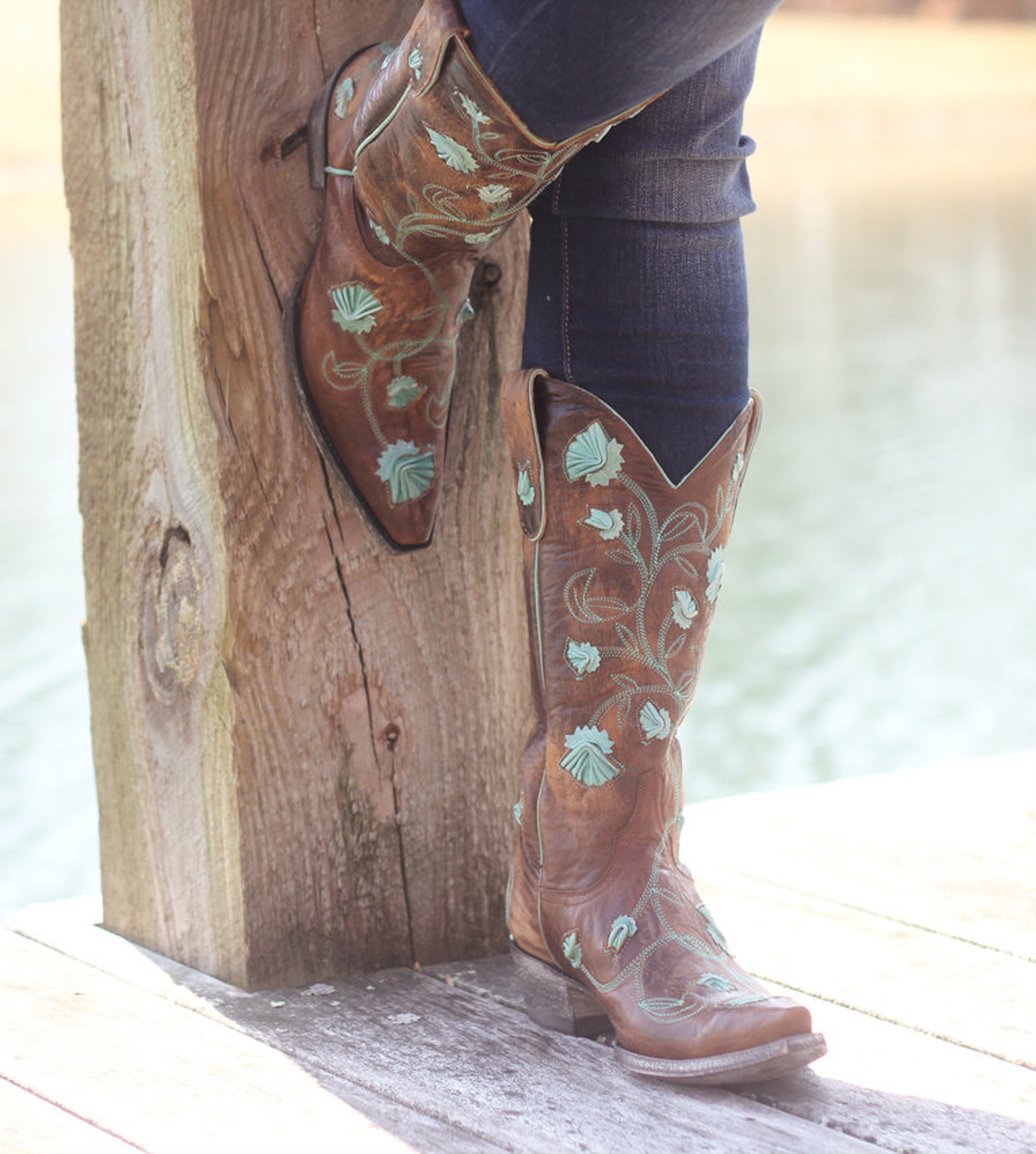 Old Gringo Abby Rose Brass/Aqua Cowgirl Boot L664-2