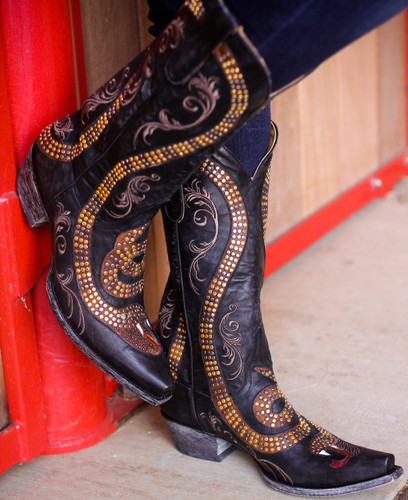 Old Gringo Snake Black Boots L1055-1 Picture