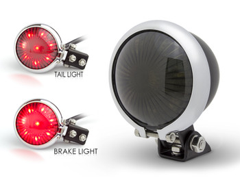 Matt Black LED Stop Taillight with Chrome Bezel for Retro Vintage Project Custom Motorcycle Motorbike Matt Black LED Stop Taillight with Chrome Bezel for Retro Vintage Project Custom Motorcycle Motorbike