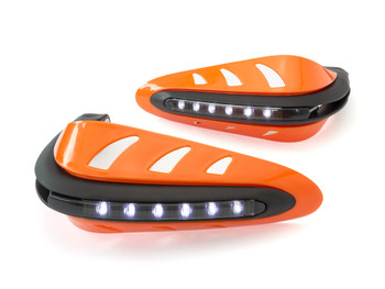 ORANGE Motorbike Quad Bike Handguards Protectors LED Daytime Running Lights DRL ORANGE Motorbike Quad Bike Handguards Protectors LED Daytime Running Lights DRL