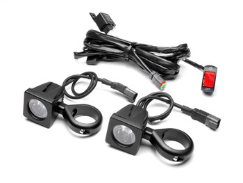 10W LED Motorbike Spotlight Kit with Wiring Harness, Switch, Fork Clamps (size options available) 10W LED Motorbike Spotlight Kit with Wiring Harness, Switch, Fork Clamps (size options available)