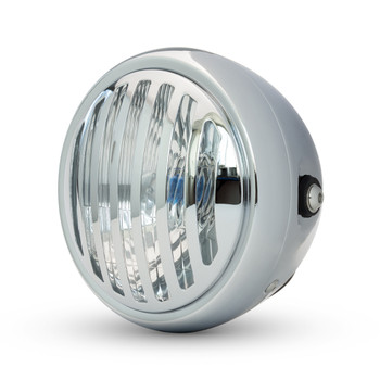 6" Motorbike Chrome Headlight with Prison Grill - Retro Scrambler Brat Bike 6" Motorbike Chrome Headlight with Prison Grill - Retro Scrambler Brat Bike