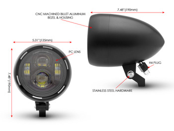 Stealth Custom Motorbike LED Projector Headlight Billet Aluminum Chopper Cruiser Stealth Custom Motorbike LED Projector Headlight Billet Aluminum Chopper Cruiser