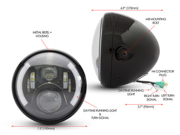 7.7" Motorbike LED Headlight with Integrated DRL & Indicators - High Quality 7.7" Motorbike LED Headlight with Integrated DRL & Indicators - High Quality