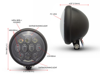 Matt Black Projector LED Motorbike Headlight for Custom Project Bike Matt Black Projector LED Motorbike Headlight for Custom Project Bike