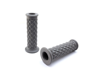 Grey Diamond Motorbike Hand Grips 22mm (7/8") for Scrambler Brat Bike Cafe Racer Grey Diamond Motorbike Hand Grips 22mm (7/8") for Scrambler Brat Bike Cafe Racer